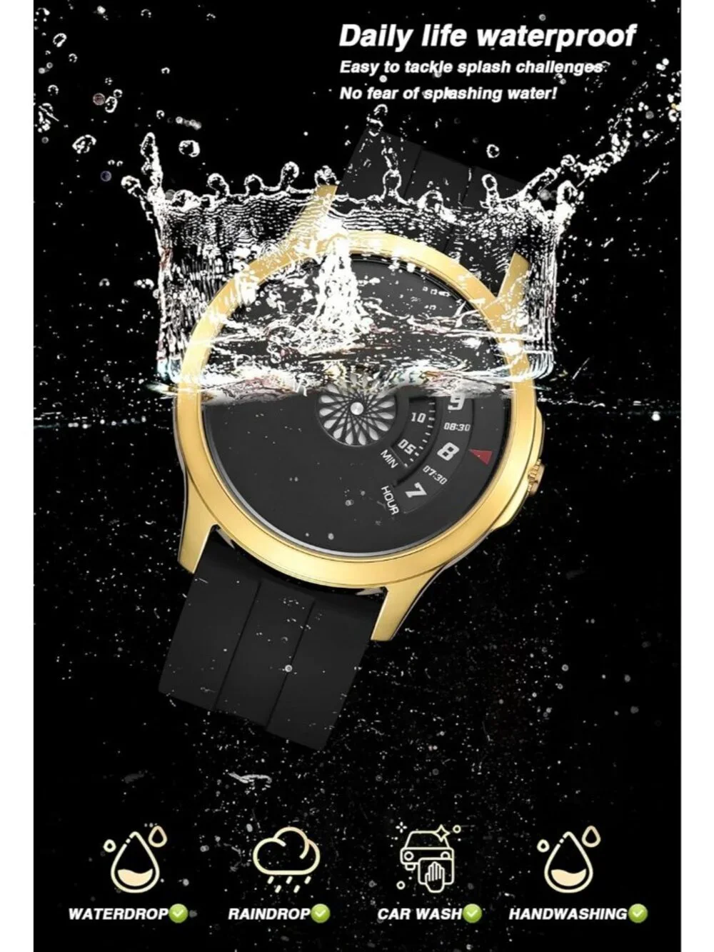 Men's Black Gold Analog Quartz Design Fashion Waterproof Cool Unique Wrist Watch